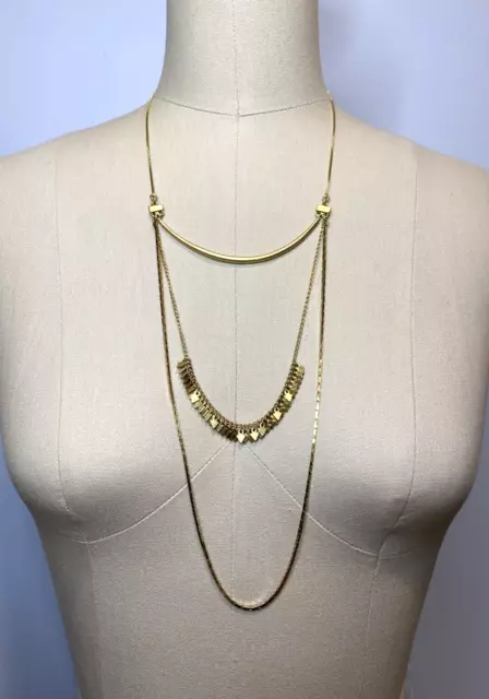 Madewell 3 Tier Multi Layer Arrow Tip Necklace Gold Tone Used