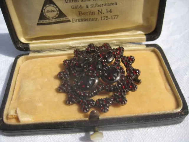 Antik goldene Brosche böhmisches Granat Historismus 800er Silber garnet brooch