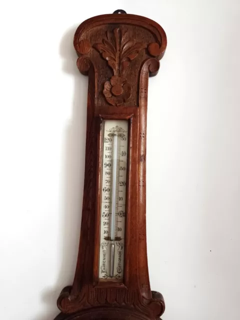 Aneroid Barometer Thermometer Retro Old Style 1950 Hand Decorated Good Condition 3