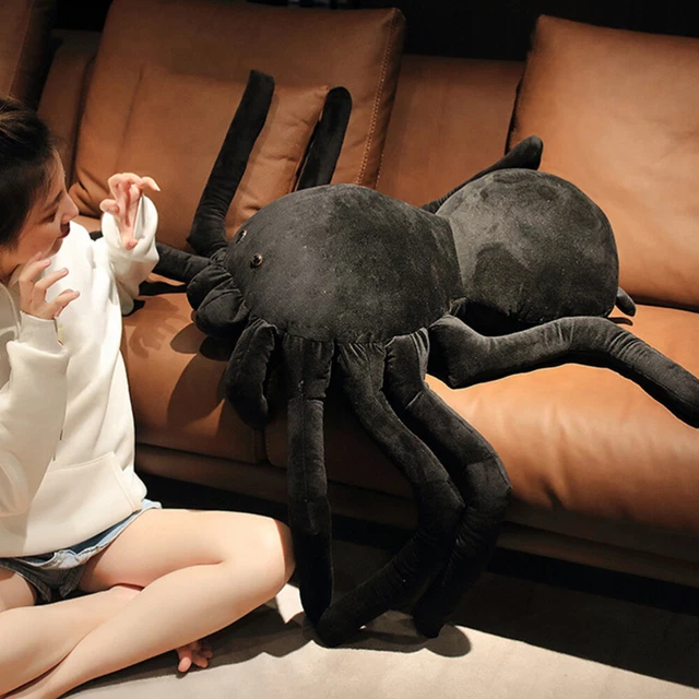 Cuscino Imbottito Animale Realistico Ragno Nero Peluche Giocattolo Ragazza