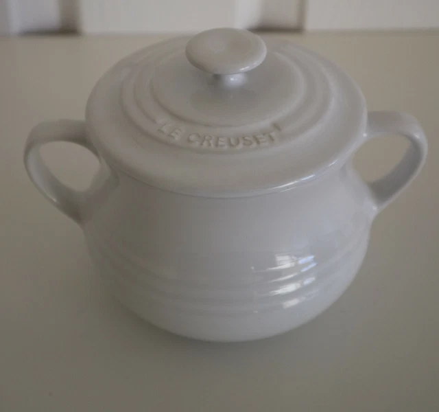 Le Creuset White Mini Casserole Bean Soup Pot with Lid 08-24