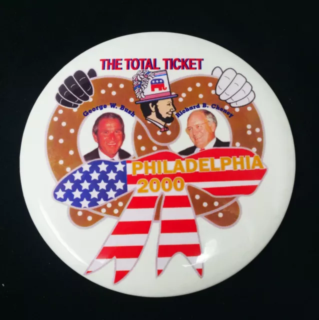 George H. W. Bush The Total Ticket Philadelphia 2000 Pretzel GIANT 6" Button