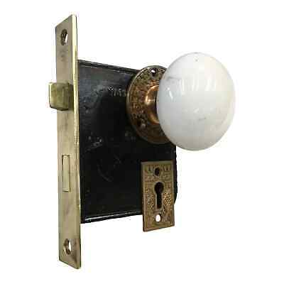Eastlake Victorian Yale & Towne Mortise Lock Box With Porcelain Door Knobs