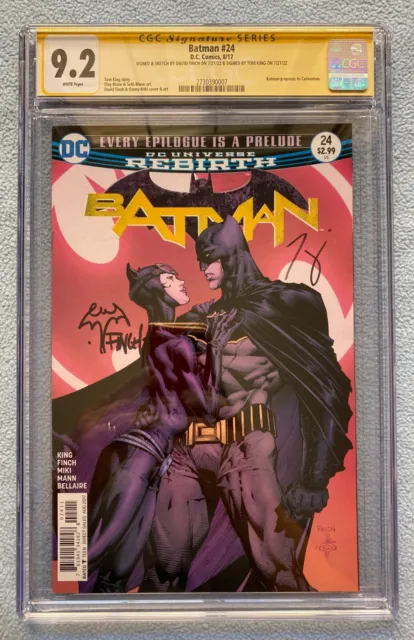 Batman Vol 3 #24 (Aug 2017, DC) CGC SS 9.2 - Signed by King & Finch