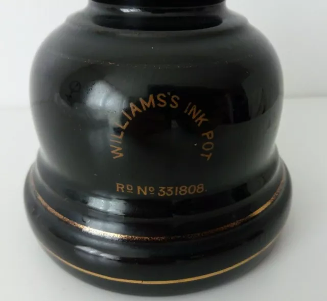 c1899 ANTIQUE WILLIAMS'S BLACK INK POT WITH SCREW STOPPER  VGC INK WELL  **VGC