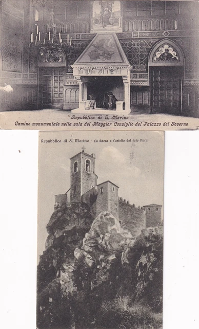 15263-San Marino, Due Cartoline: Camino Di Palazzo Del Governo, Rocca E Castello