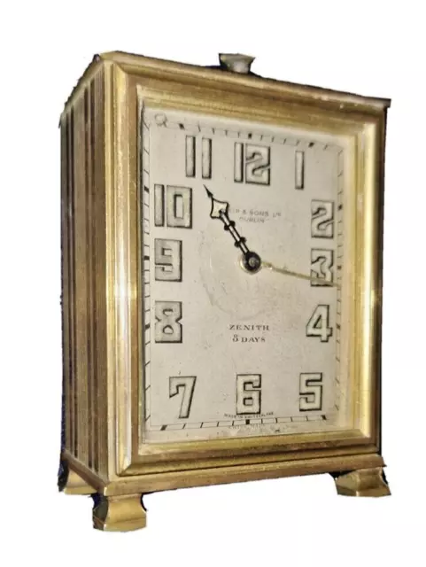 Art Deco Swiss Zenith 8 Day Travel Alarm Clock No:6626  c1922 (No Case)