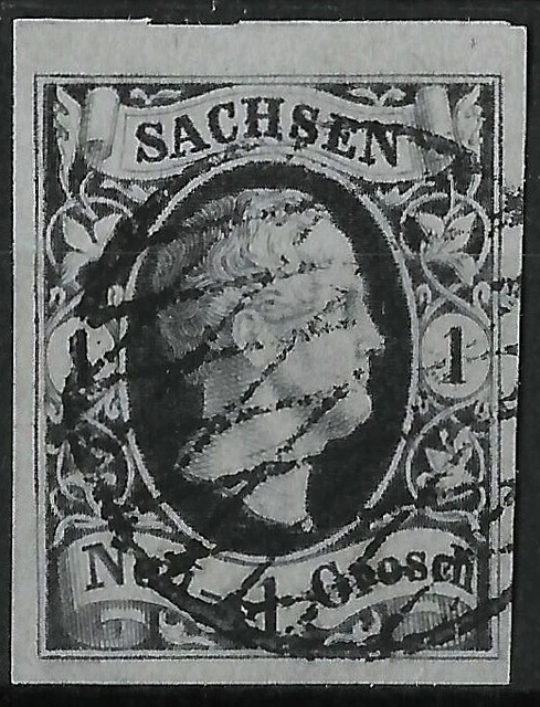 Sachsen 1851 . MiNr. 4IIa vom Bogenrand . BPP Befund . einwandfrei!