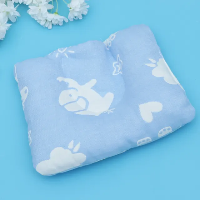 Almohada transpirable para bebé de dibujos animados para niños pequeños de 0-1 años (azul)