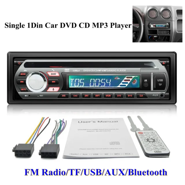 Single 1 Din Car DVD CD MP3 Player Audio Stereo USB/AUX/SD In-dash Radio Kit