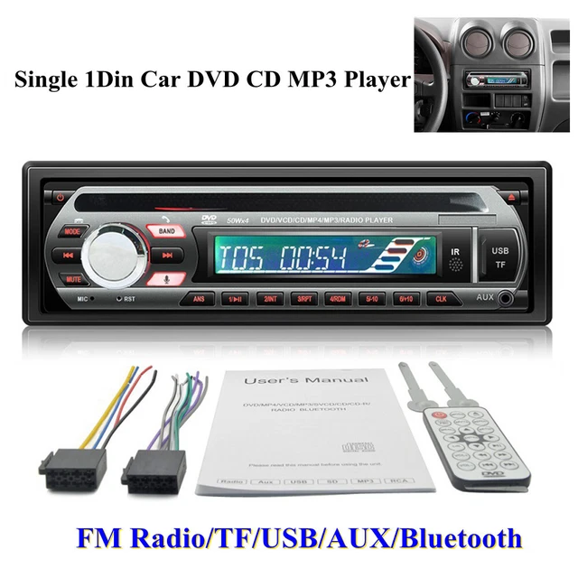 Single 1 Din Car DVD CD MP3 Player Audio Stereo USB/AUX/SD In-dash Radio Kit