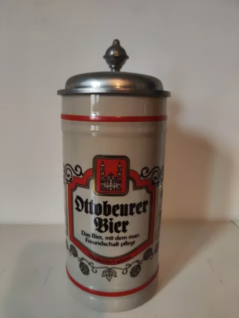 Bierkrug Zinndeckel Brauerei Ottobeurer Bier