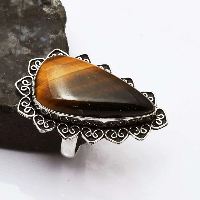Tiger Eye Ethnic Handmade best Gift Ring Jewelry US Size-8 AR 1230
