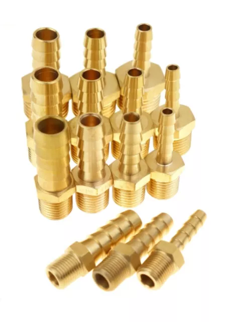 Brass Pipe Fitting Barbed Hosetail Joiner Tubing Connector Air Water Fuel Gas