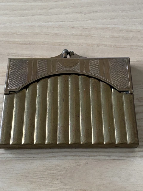 CIGARETTE CASE ART Deco Gwenda Fluted Gilt Metal Cigarette Case Purse 1930s  £33.98