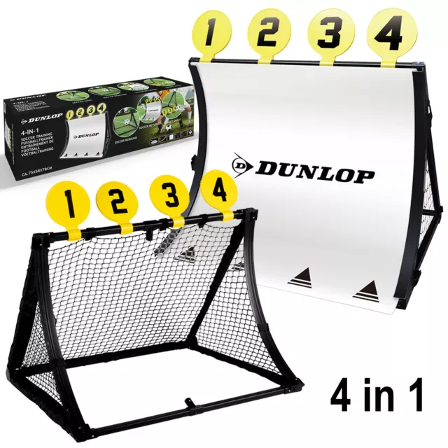 Dunlop 4 in 1 Outdoor Garden Football Goal Net Trainer Rebounder Set Soccer Ball