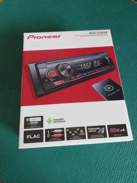 Radio de coche Pioneer MVH-S120UB 1 DIN con luz roja y USB Android