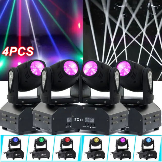 4PCS 100W MINI Beam Moving Head Stage Light RGBW Spot Lighting DJ Disco Show DMX