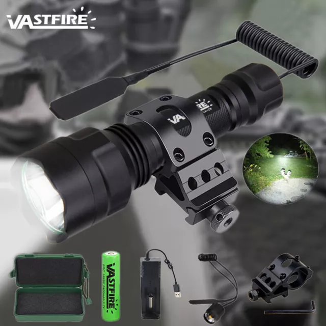 1000Yards Tactical Ultra Bright White LED Flashlight Scope Mount Rifle Hunting