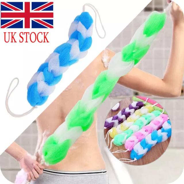 Back Scrubber Bath Shower Mesh Sponge Exfoliating Body Brush Wash Nylon Puff Spa