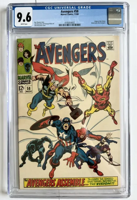 Avengers # 58 Cgc 9.6 White Pages Origin Of The Vision