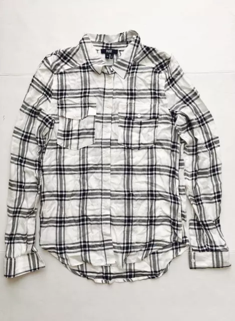 Paige Denim 'Mya' Plaid Shirt WHITE/BLACK size XS $169+