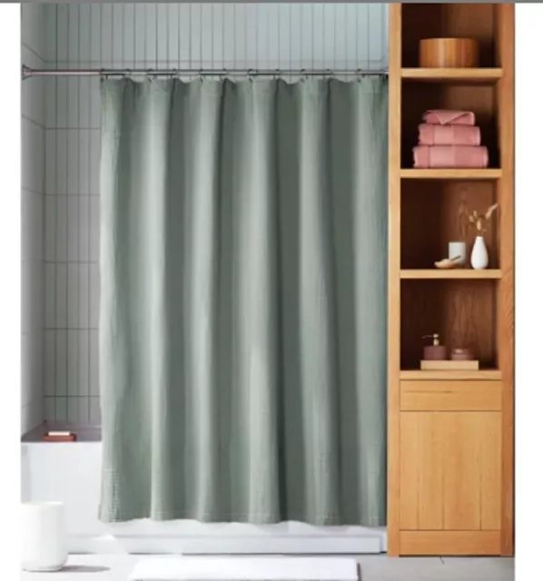 Haven Washed Faille Shower Curtain  Jade Organic Cotton  Bed Bath Beyond