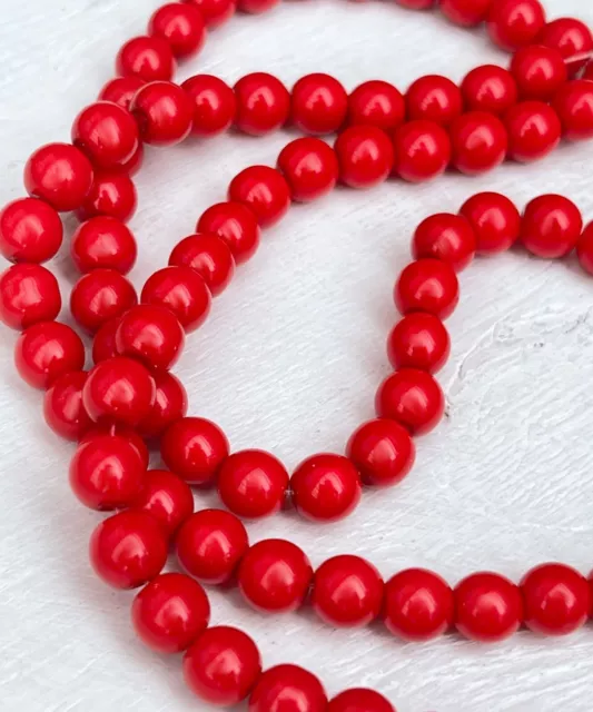 50 Stück Glasperlen Glas Perlen 8mm rot opak Beads Schmuckperlen DIY