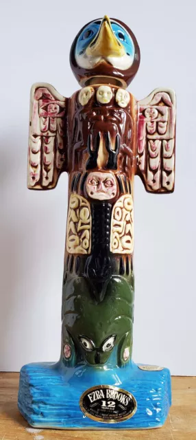 VTG Ezra Brooks 1973 Thunderbird Totem Pole Whiskey Decanter Complete! 15" Tall