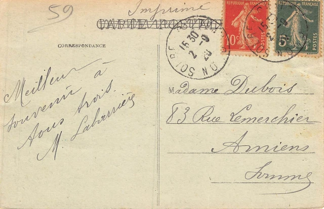 Antique Postcard Dept 59 Nord - Solre le Château la Mairie et l'Eglise 2