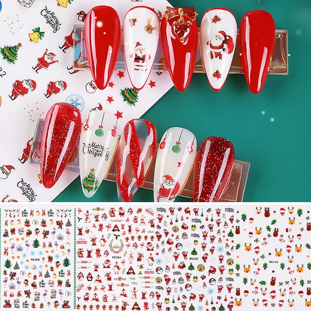 Noël Stickers Ongles Bonhomme de Neige Ongle Décalques Père Noël Flocon Modèl ,