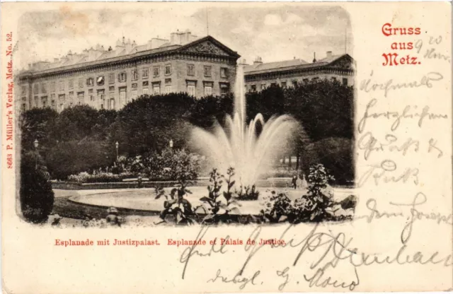 CPA AK greeting from METZ eplanade with palace of justice. Esplanade and Palace (454433)