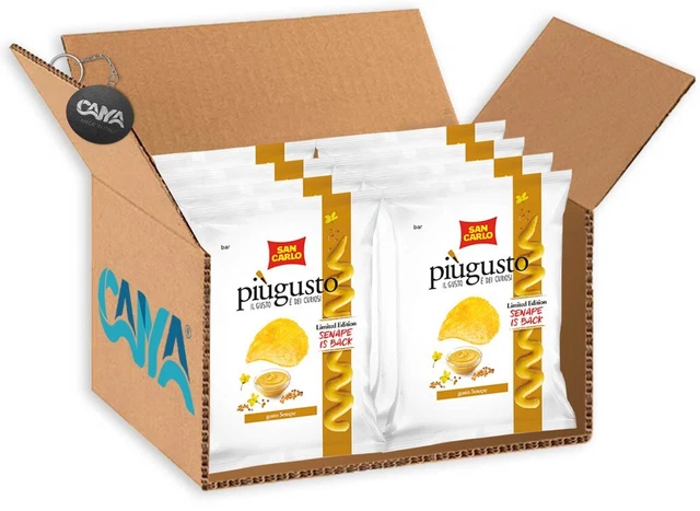 8X San Carlo Più Gusto Patatine Gusto Senape 150g LIMITED EDITION + Portachiavi