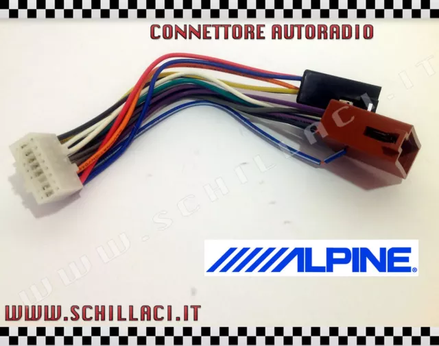 Connettore adattatore ISO autoradio ALPINE 16 contatti installazione car stereo