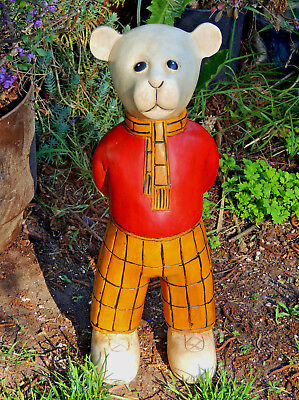 Beautiful Hand Carved Wooden Rupert The Bear Figure 18" Tall One Of A Kind