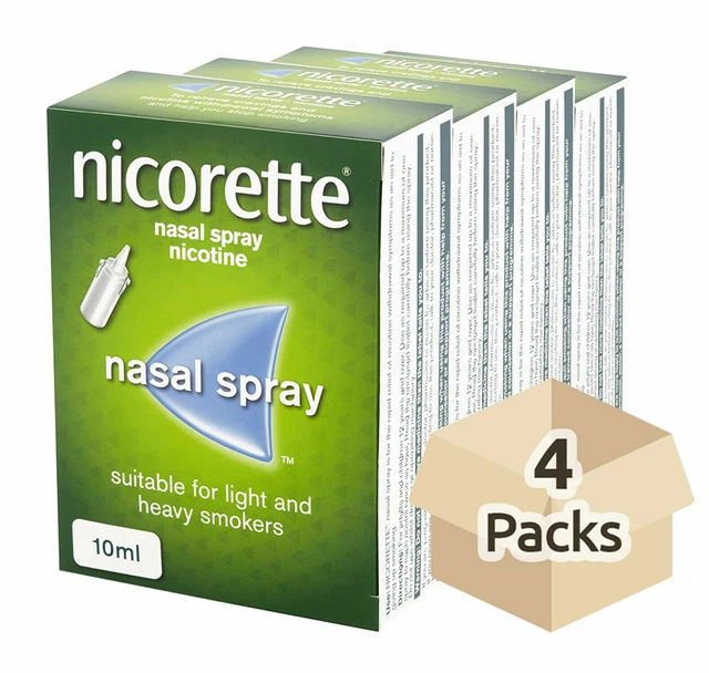 4 Unità (All'Ingrosso Confezione) X Nicorette Nasali Spray 10ml Scadenza = 2025