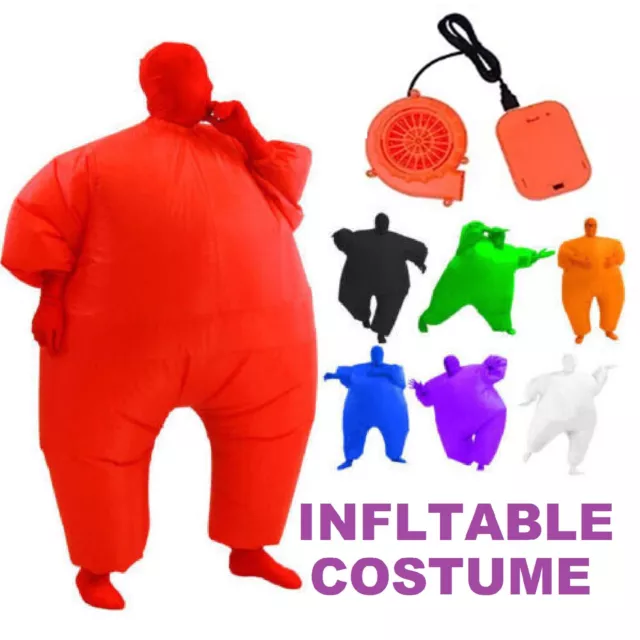 Fan Operated Inflatable Suit Sumo Dress Fancy Chub Fat Masked Party Costume AU