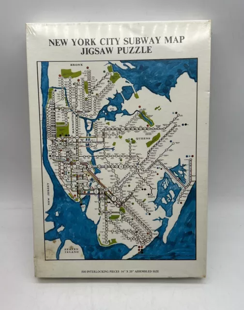 New York City Subway Map Sealed Jigsaw Puzzle 500 Piece 1971 Gameophiles USA