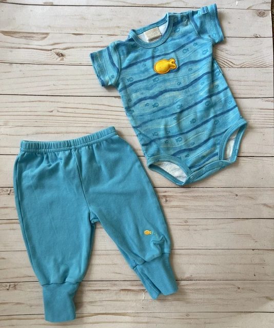 Carters Baby Pant Set Boys Infant Size 0-3M  2 Piece Blue T-shirt & Jogger Pants