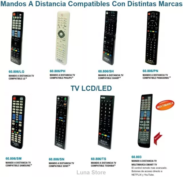 Mandos A Distancia TV LCD/LED - LG SONY PHILIPS SAMSUNG PANASONIC TOSHIBA SHARP