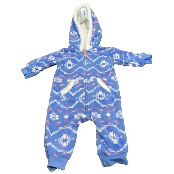 Carter's Infant Baby Girl Aztec Fleece Long Sleeve Jumpsuit One Piece 3 Months