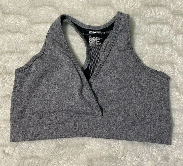 Women's Sportek Platinum Gray cross-fit Athletic Sports Bra Size Large