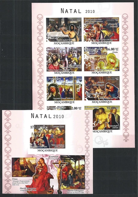 Mozambique 2010 Block Mini Sheet Set Imperf Natal Painting Art MNH