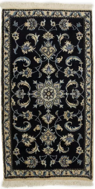 Handmade Navy Blue Classic Floral 2'4X4'5 Vintage Style Oriental Rug Nain Carpet