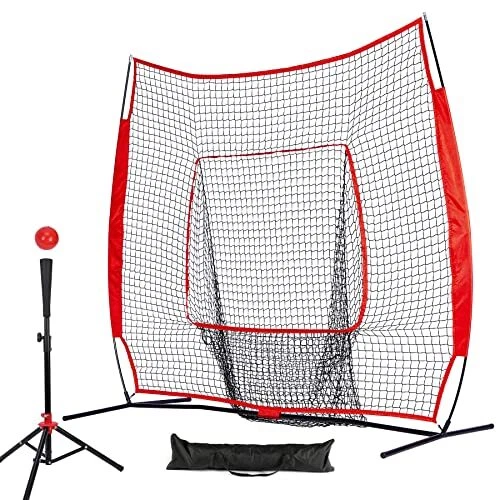 Baseball and Softball Practice Net 7'×7' Portable Hitting Batting Training Ne...