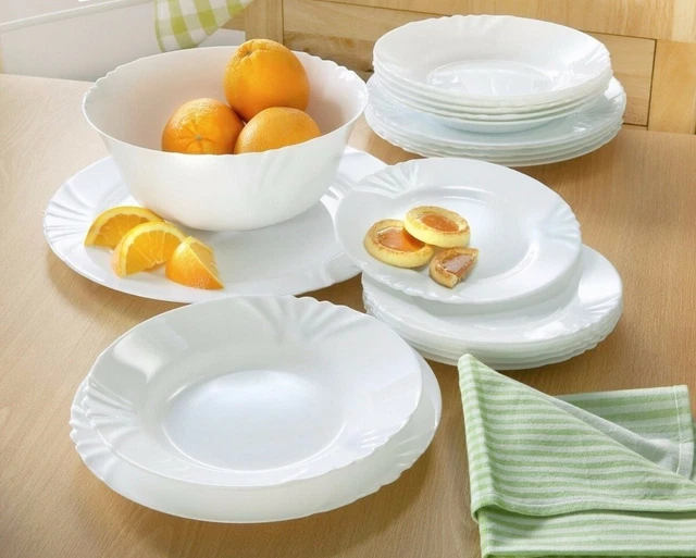 Servizio Tavola Rocco Bormioli White Moon - 12 Pezzi In Vetro Opale (6 Piatti E 6 Fondi) - Foto 12