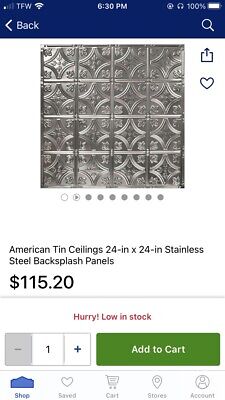 american tin ceilings 24inX24in Stainless Steel Backsplash Panels