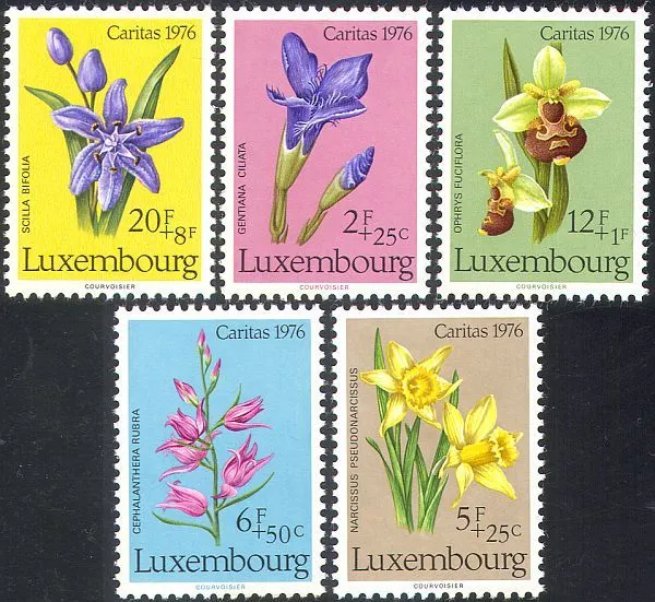 Luxembourg 1976 Orchids/Flowers/Plants/Nature/Welfare Fund 5v set (42742)