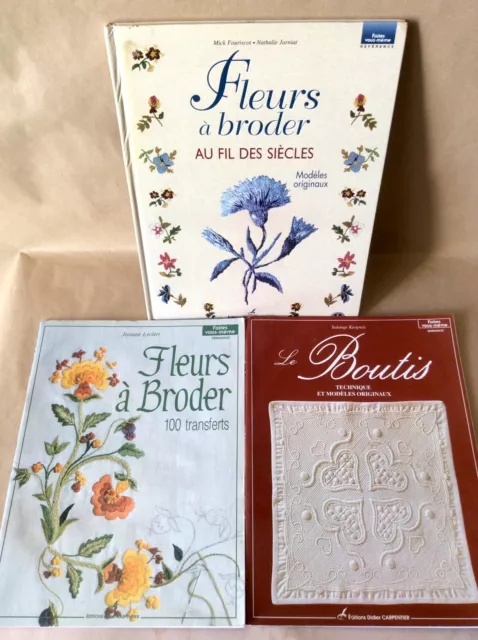 Boutis et Fleurs à Broder * Lot de 3 Ouvrages * DMC / Didier Carpentier 2000