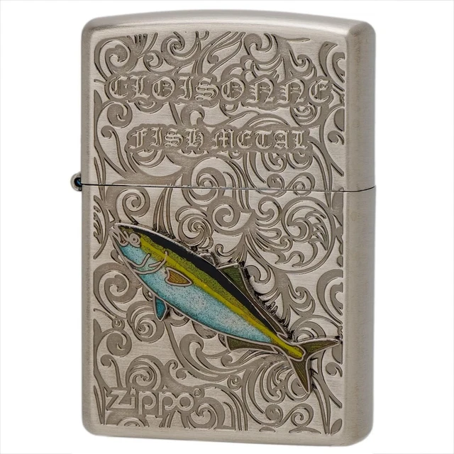 Zippo Oil Lighter Yellowtail Fish Cloisonne Metal Double-sided processing